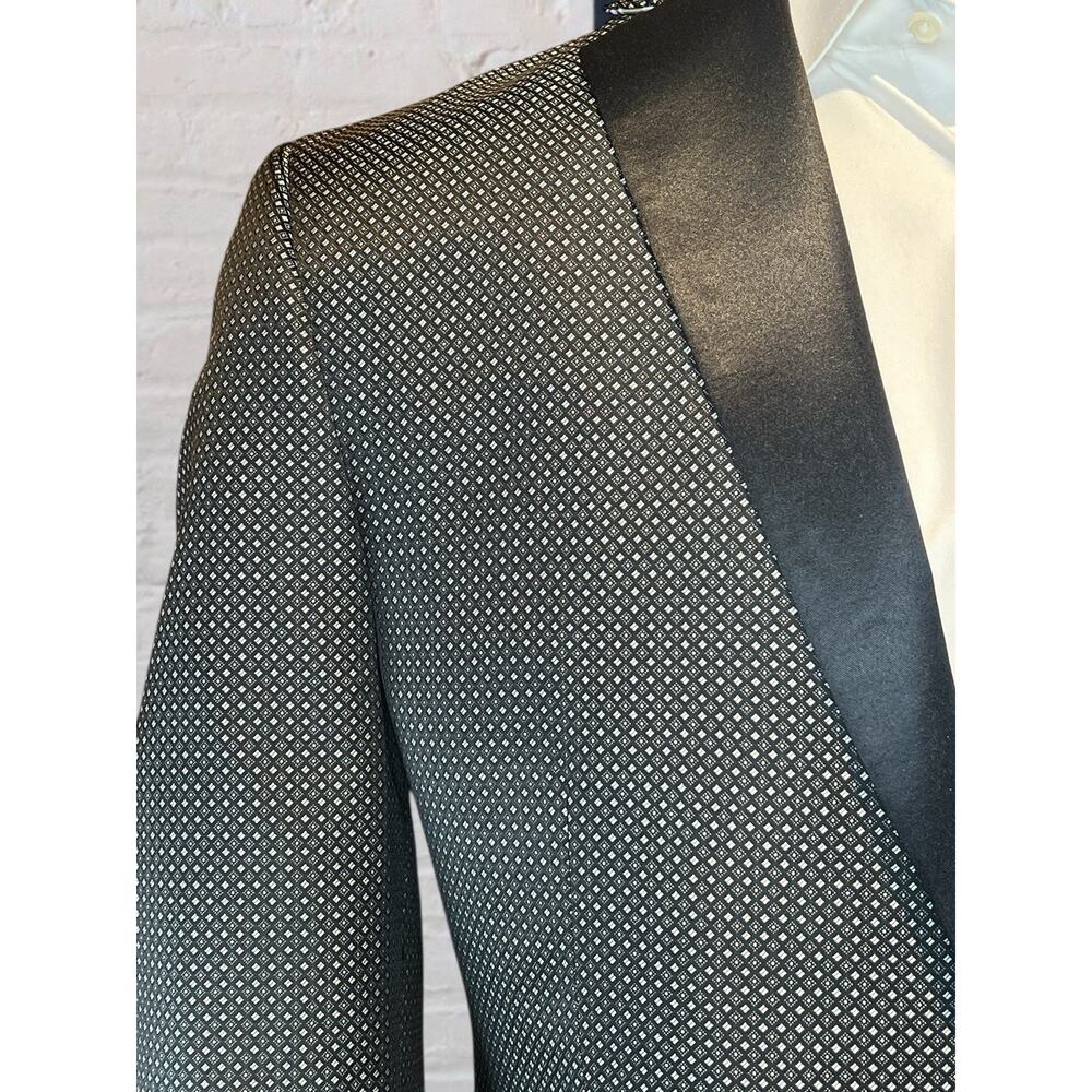 New Van Heusen Mens 42L Black White Geometric Tuxedo Dinner Jacket - Picture 6 of 15